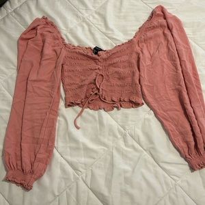 pink king sleeve crop top